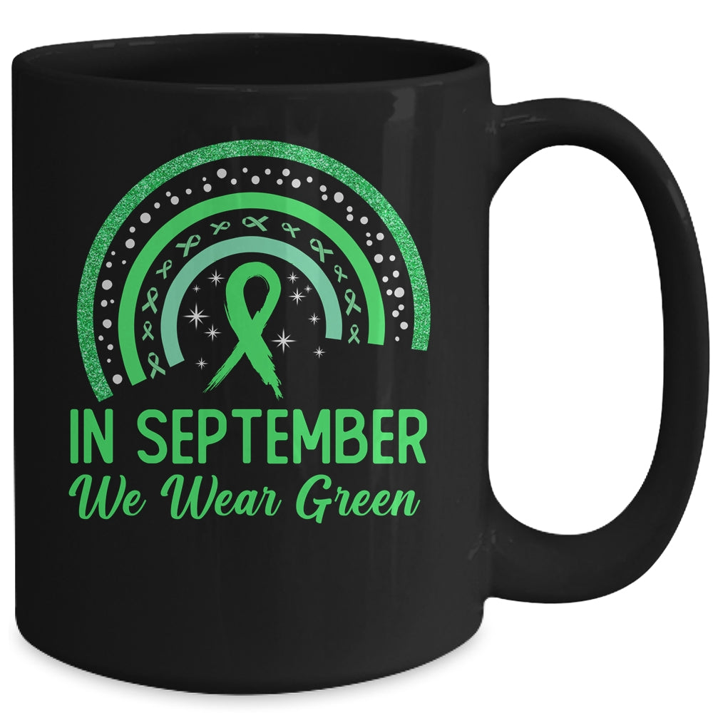 Lymphoma Awareness In September We Wear Green Rainbow Mug | siriusteestore