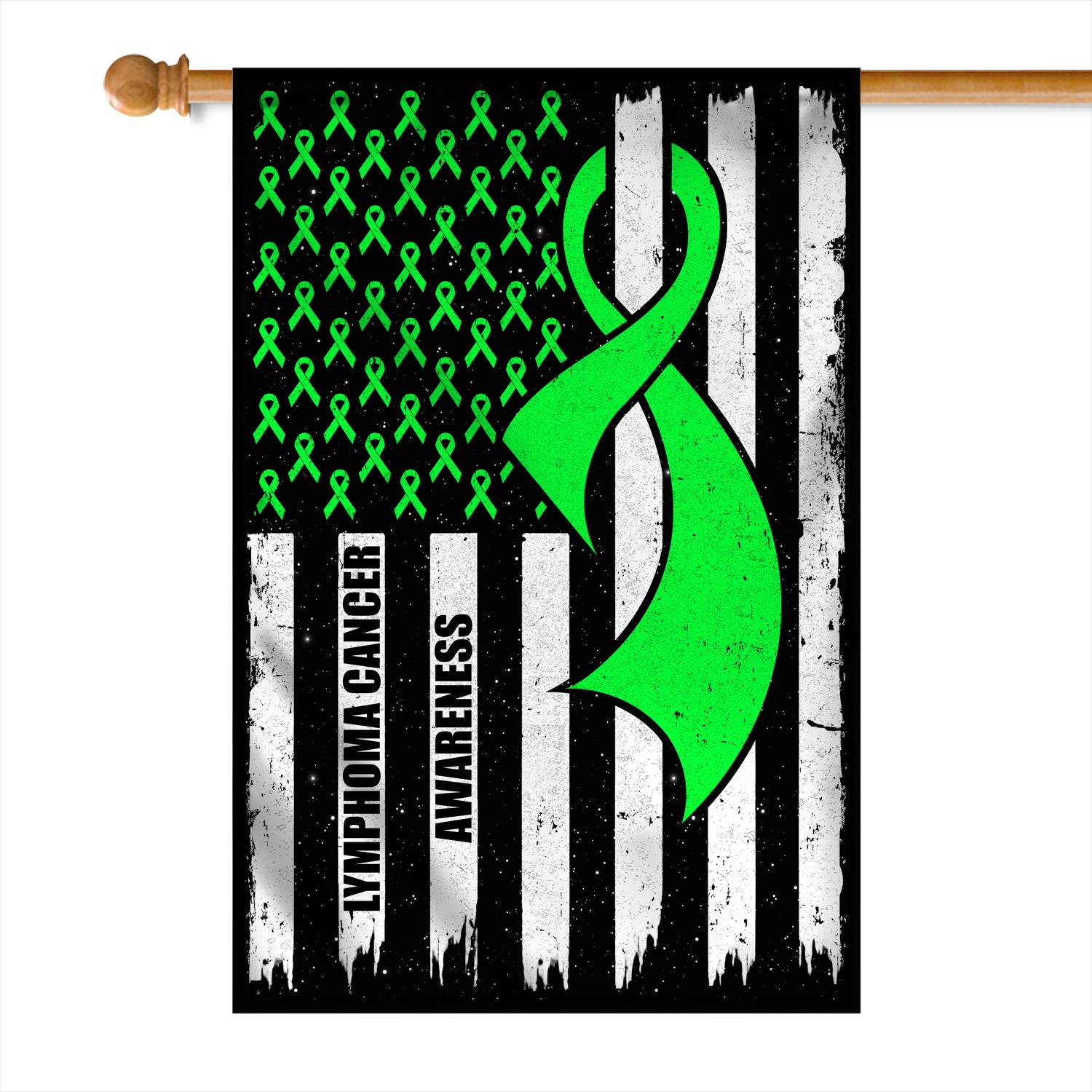 Lymphoma Cancer Awareness America Flag Green Ribbon | siriusteestore