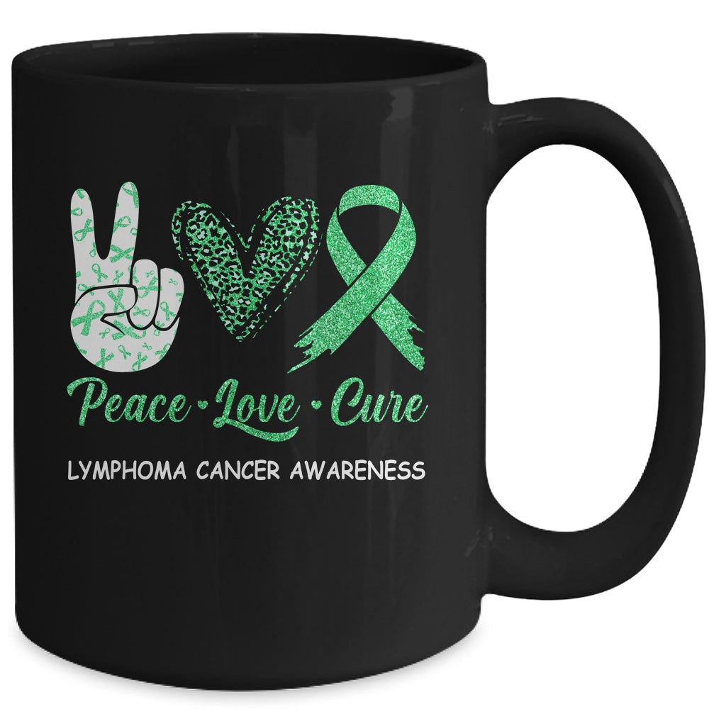 Lymphoma Cancer Awareness Peace Love Cure Leopard Mug | siriusteestore