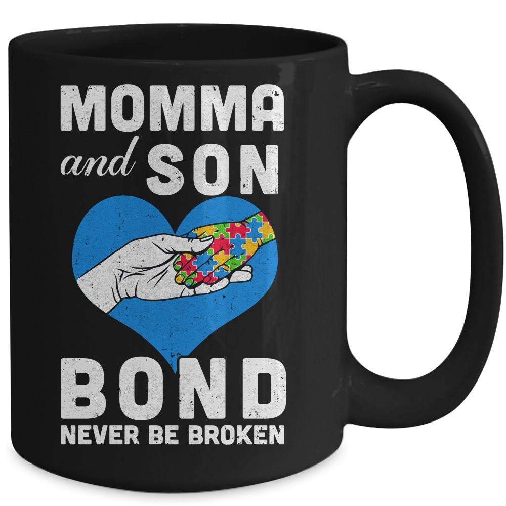 Mama And Son Bond Never Be Broken Autism Mom Support Puzzle Mug | siriusteestore