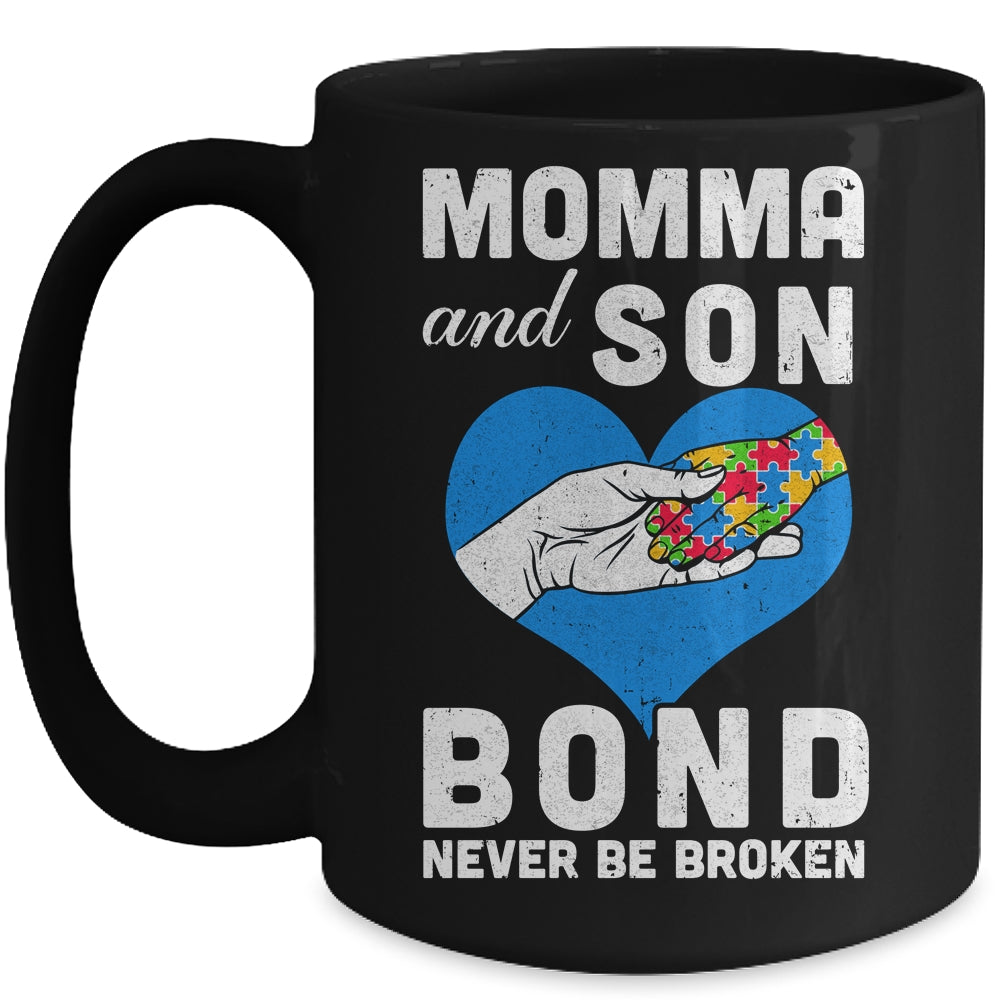 Mama And Son Bond Never Be Broken Autism Mom Support Puzzle Mug | siriusteestore