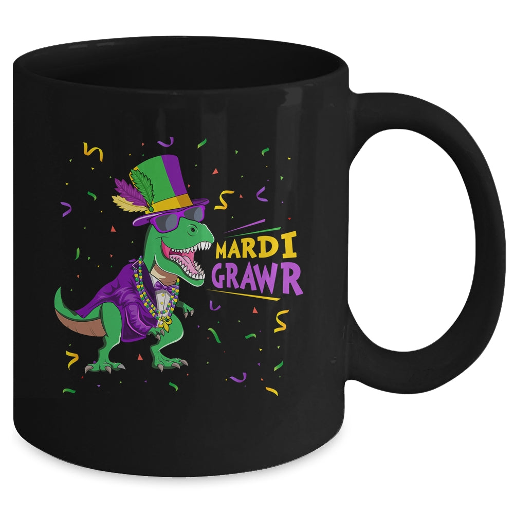 Mardi Gras Trex Dinosaur Lovers Boy Mardi Grawr Mug | siriusteestore