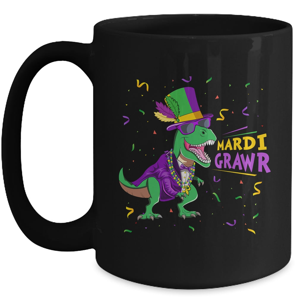 Mardi Gras Trex Dinosaur Lovers Boy Mardi Grawr Mug | siriusteestore