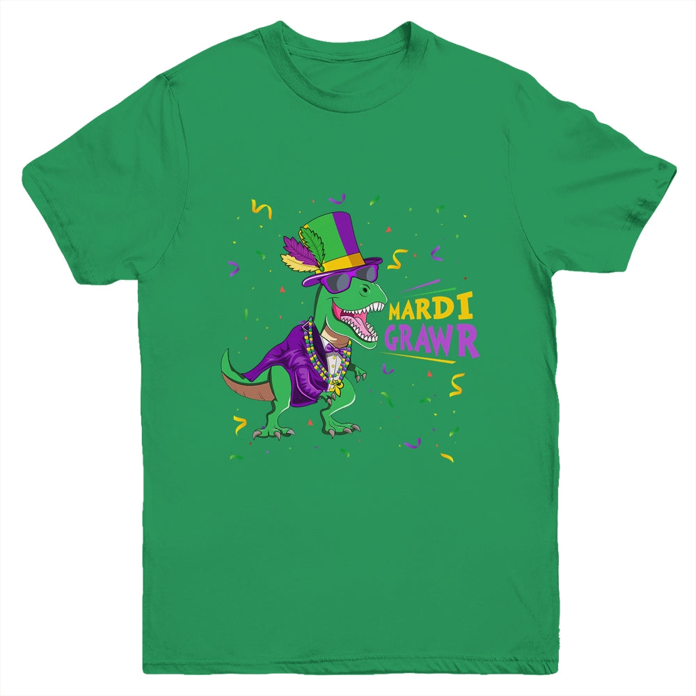 Mardi Gras Trex Dinosaur Lovers Boy Mardi Grawr Youth Shirt | siriusteestore