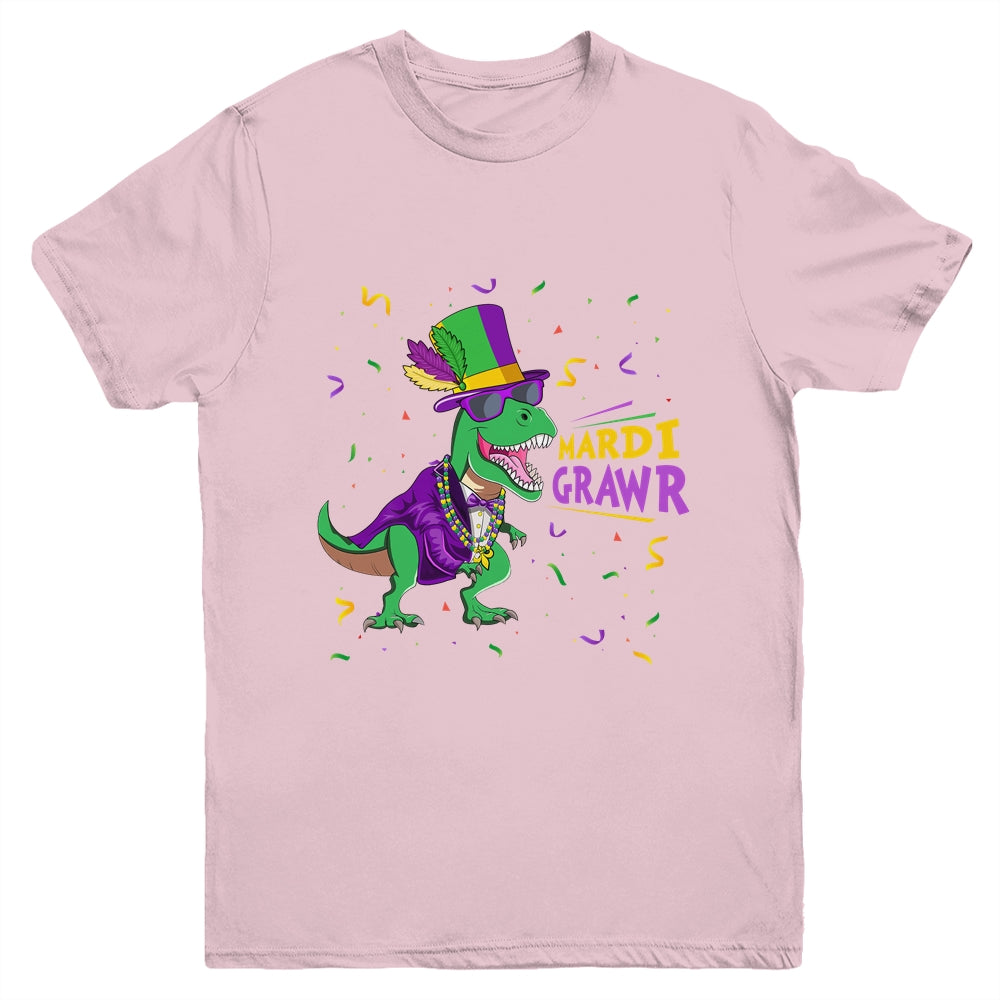 Mardi Gras Trex Dinosaur Lovers Boy Mardi Grawr Youth Shirt | siriusteestore
