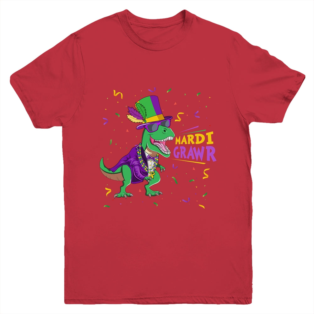 Mardi Gras Trex Dinosaur Lovers Boy Mardi Grawr Youth Shirt | siriusteestore