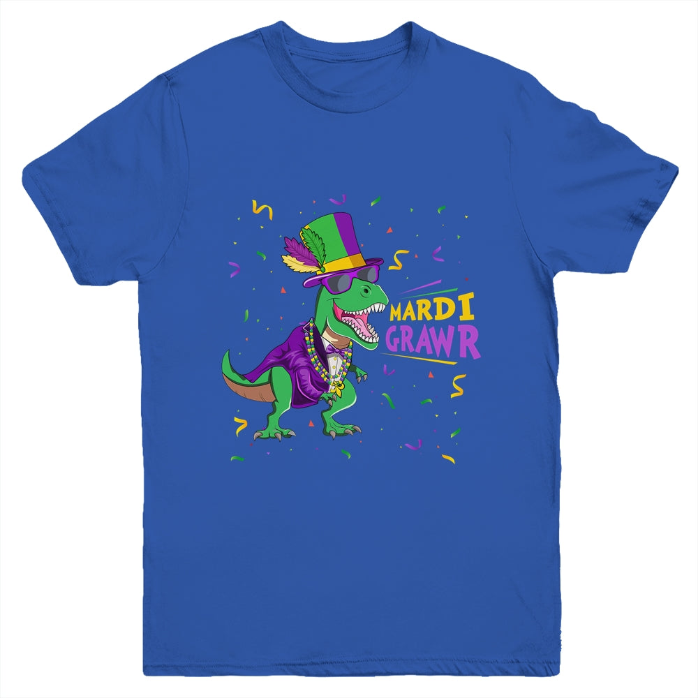 Mardi Gras Trex Dinosaur Lovers Boy Mardi Grawr Youth Shirt | siriusteestore
