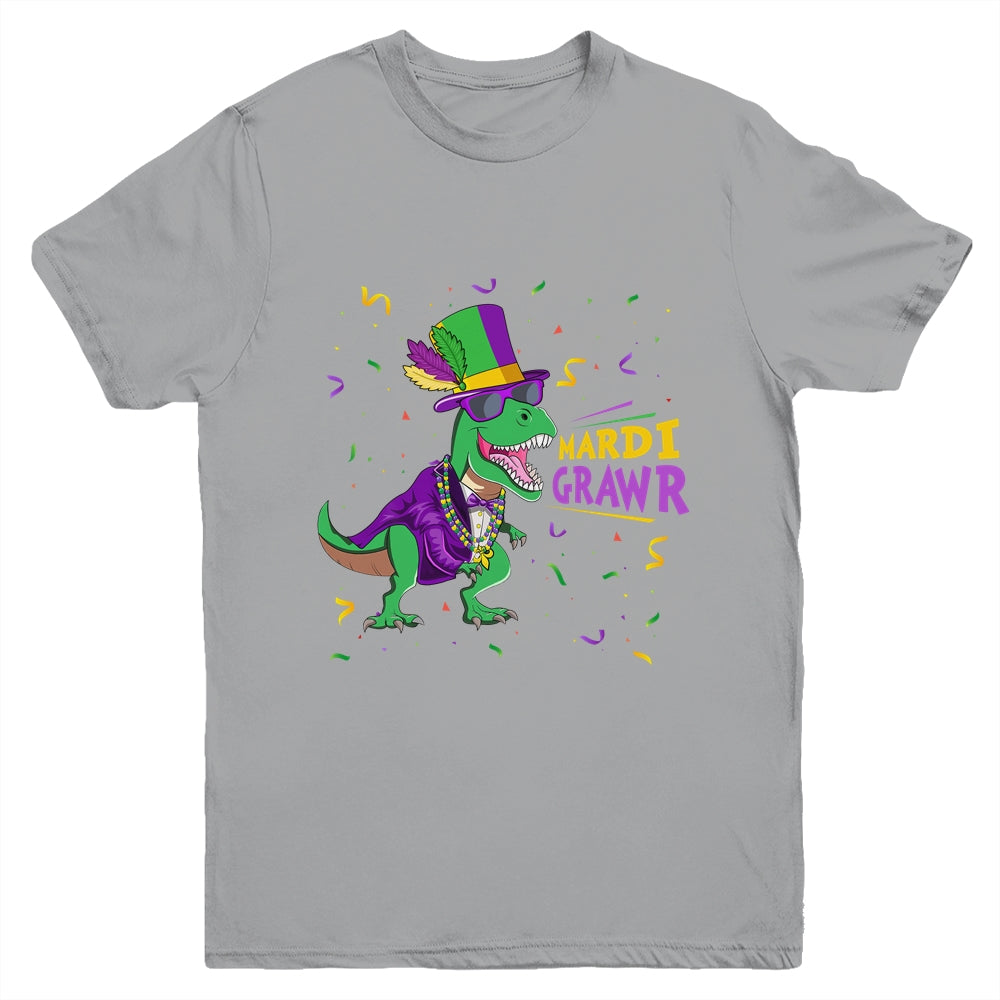 Mardi Gras Trex Dinosaur Lovers Boy Mardi Grawr Youth Shirt | siriusteestore