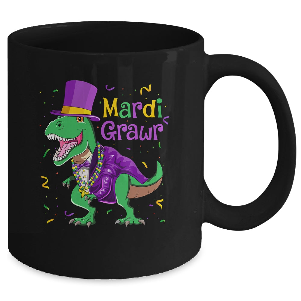Mardi Grawr T-Rex Dinosaur Dino Mardi Gras For Kids Boy Mug | siriusteestore