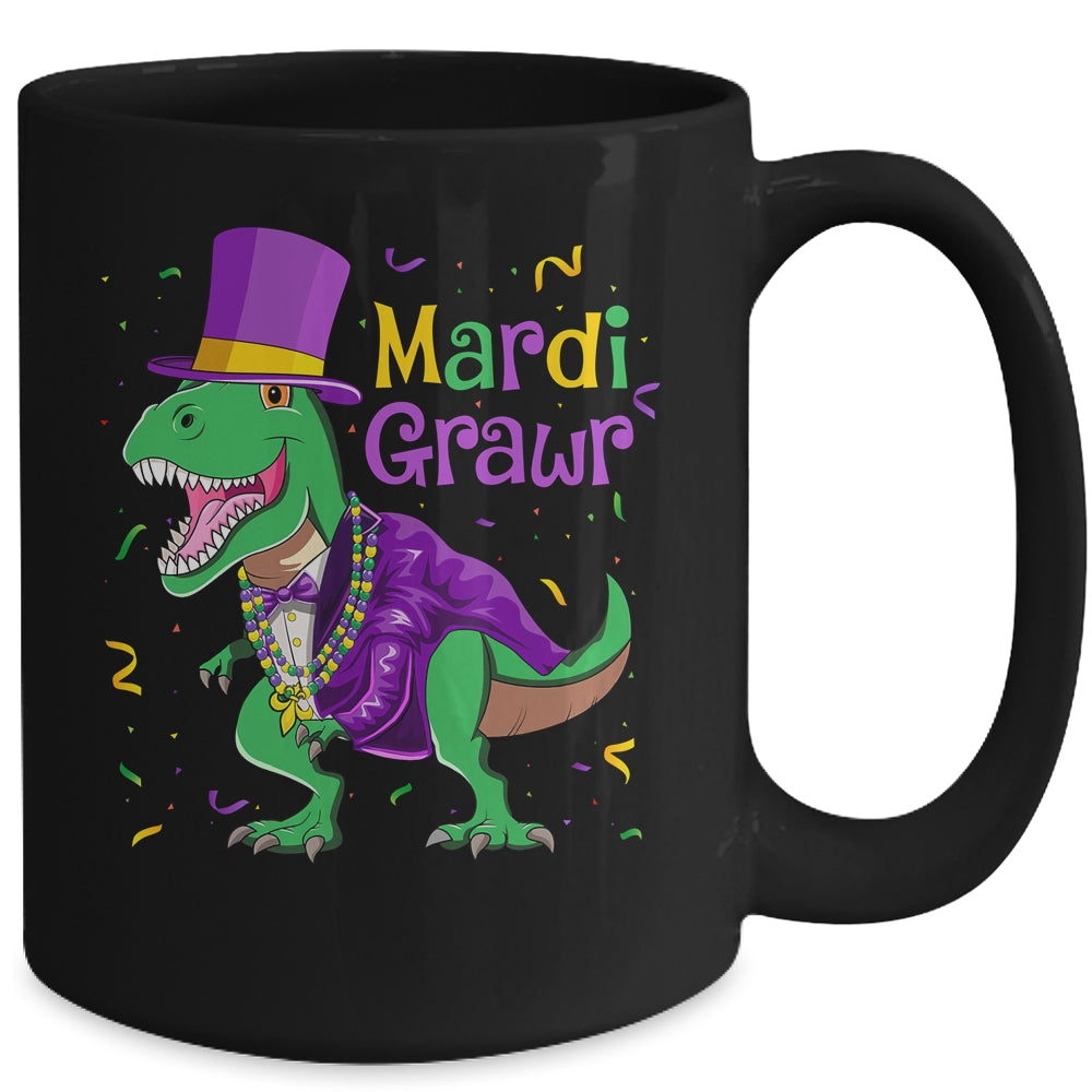 Mardi Grawr T-Rex Dinosaur Dino Mardi Gras For Kids Boy Mug | siriusteestore