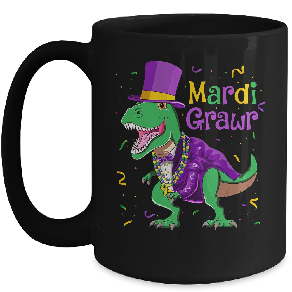 Mardi Grawr T-Rex Dinosaur Dino Mardi Gras For Kids Boy Mug | siriusteestore