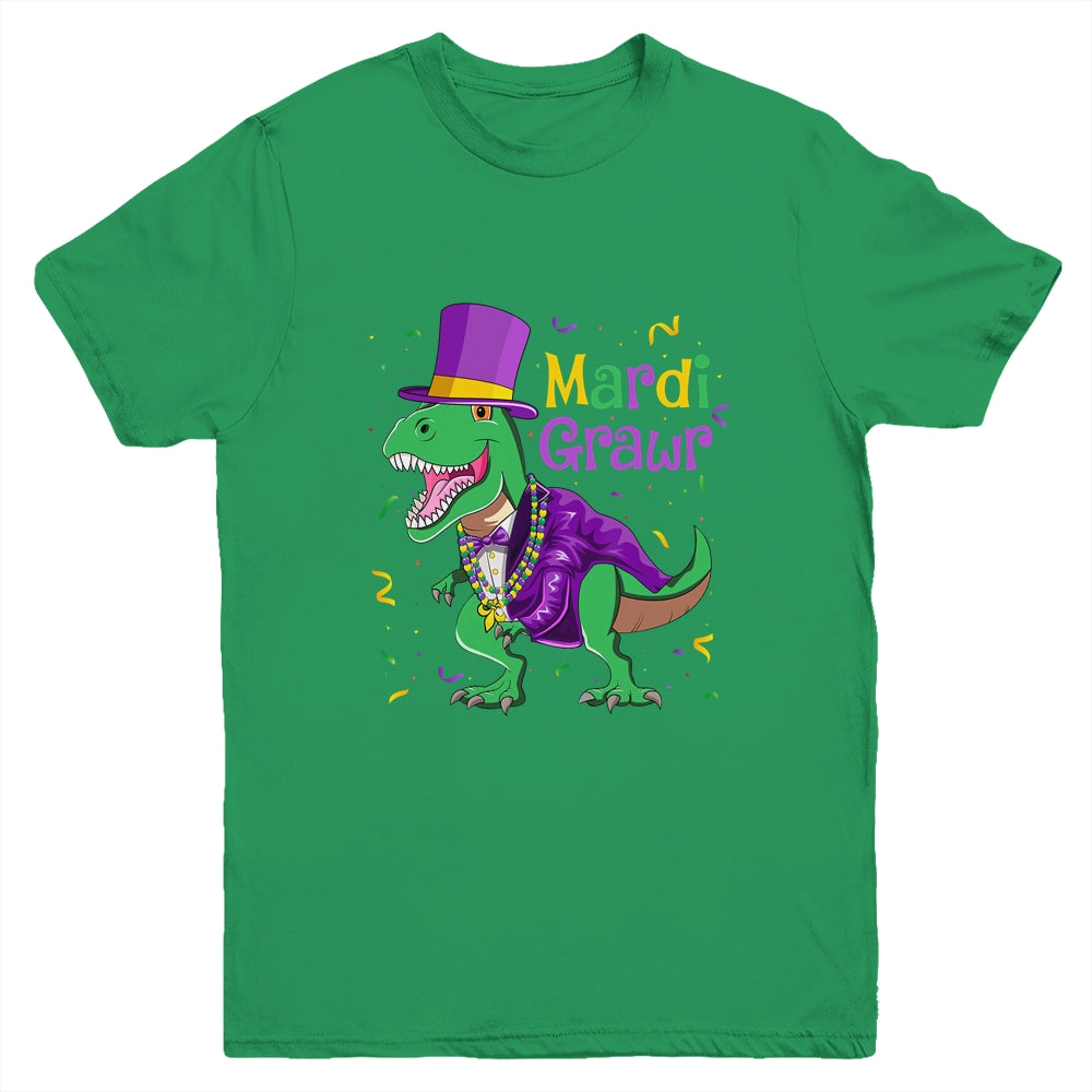 Mardi Grawr T-Rex Dinosaur Dino Mardi Gras For Kids Boy Youth Shirt | siriusteestore