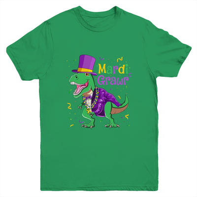 Mardi Grawr T-Rex Dinosaur Dino Mardi Gras For Kids Boy Youth Shirt | siriusteestore