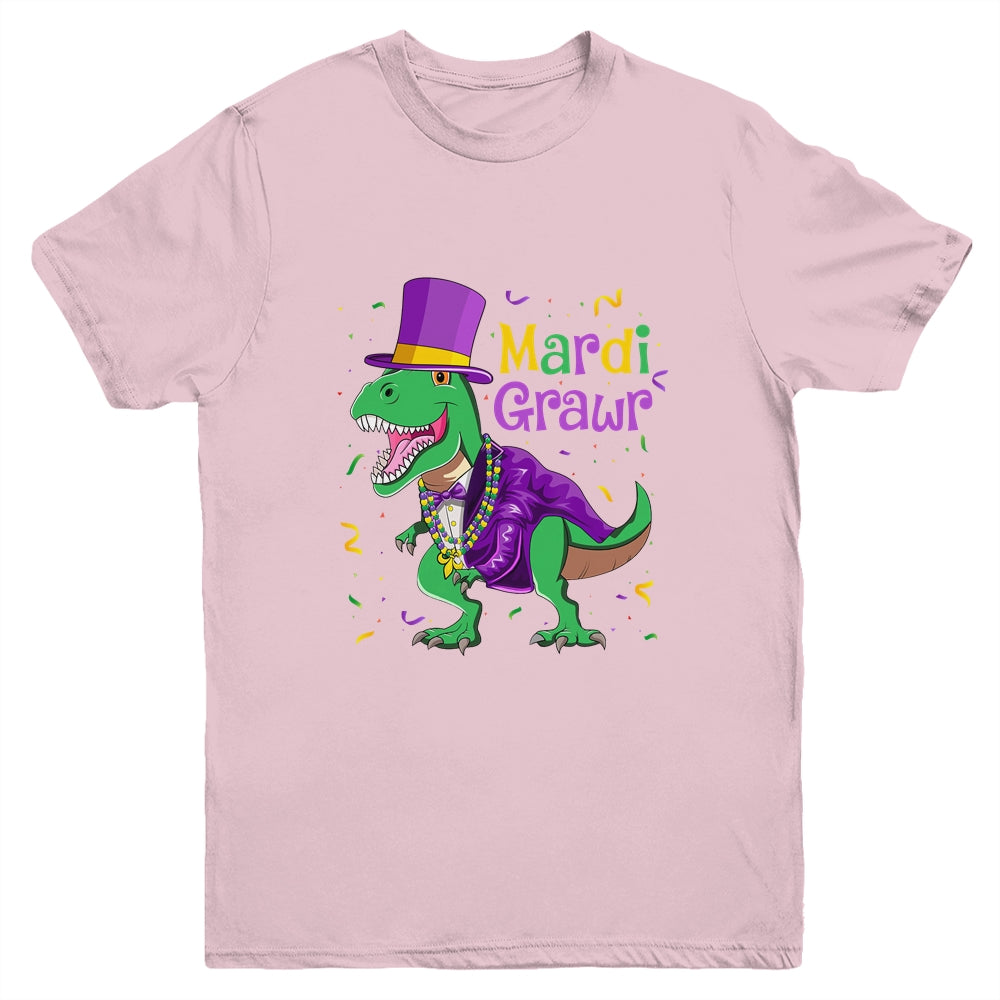 Mardi Grawr T-Rex Dinosaur Dino Mardi Gras For Kids Boy Youth Shirt | siriusteestore