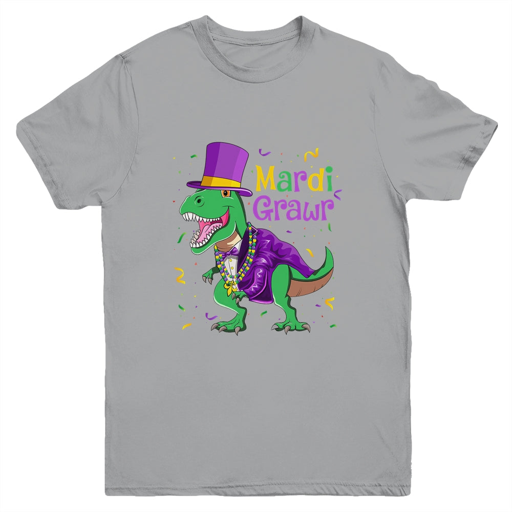 Mardi Grawr T-Rex Dinosaur Dino Mardi Gras For Kids Boy Youth Shirt | siriusteestore