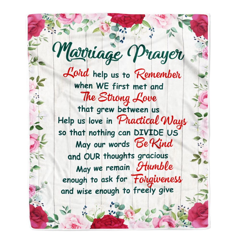 Marriage Prayer Blanket Anniversary Wedding Christian Engagement For Couples Bride Groom Newly Engaged Fleece Throw Blanket | siriusteestore