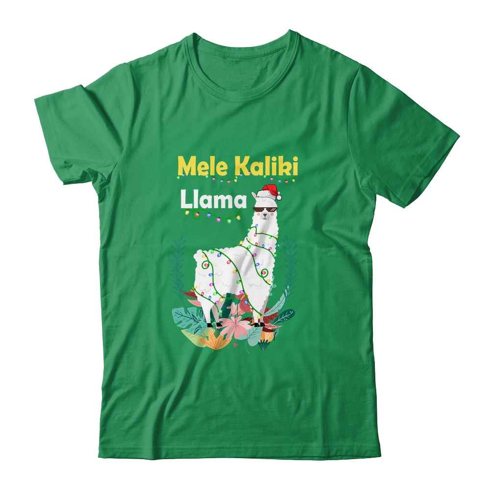 Mele Kalikimaka Christmas Hawaiian Llama X-Mas Lights Shirt & Sweatshirt | siriusteestore
