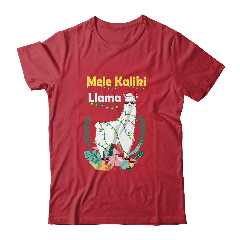 Mele Kalikimaka Christmas Hawaiian Llama X-Mas Lights Shirt & Sweatshirt | siriusteestore