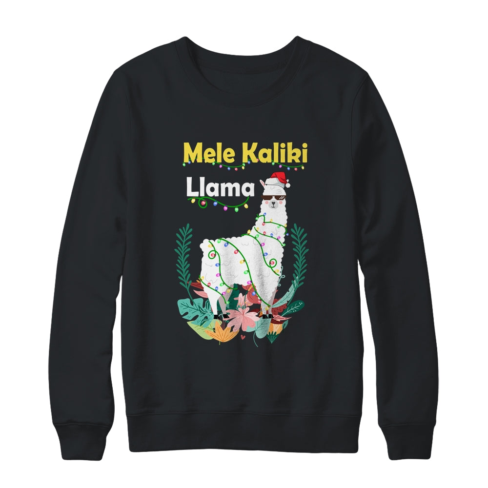 Mele Kalikimaka Christmas Hawaiian Llama X-Mas Lights Shirt & Sweatshirt | siriusteestore