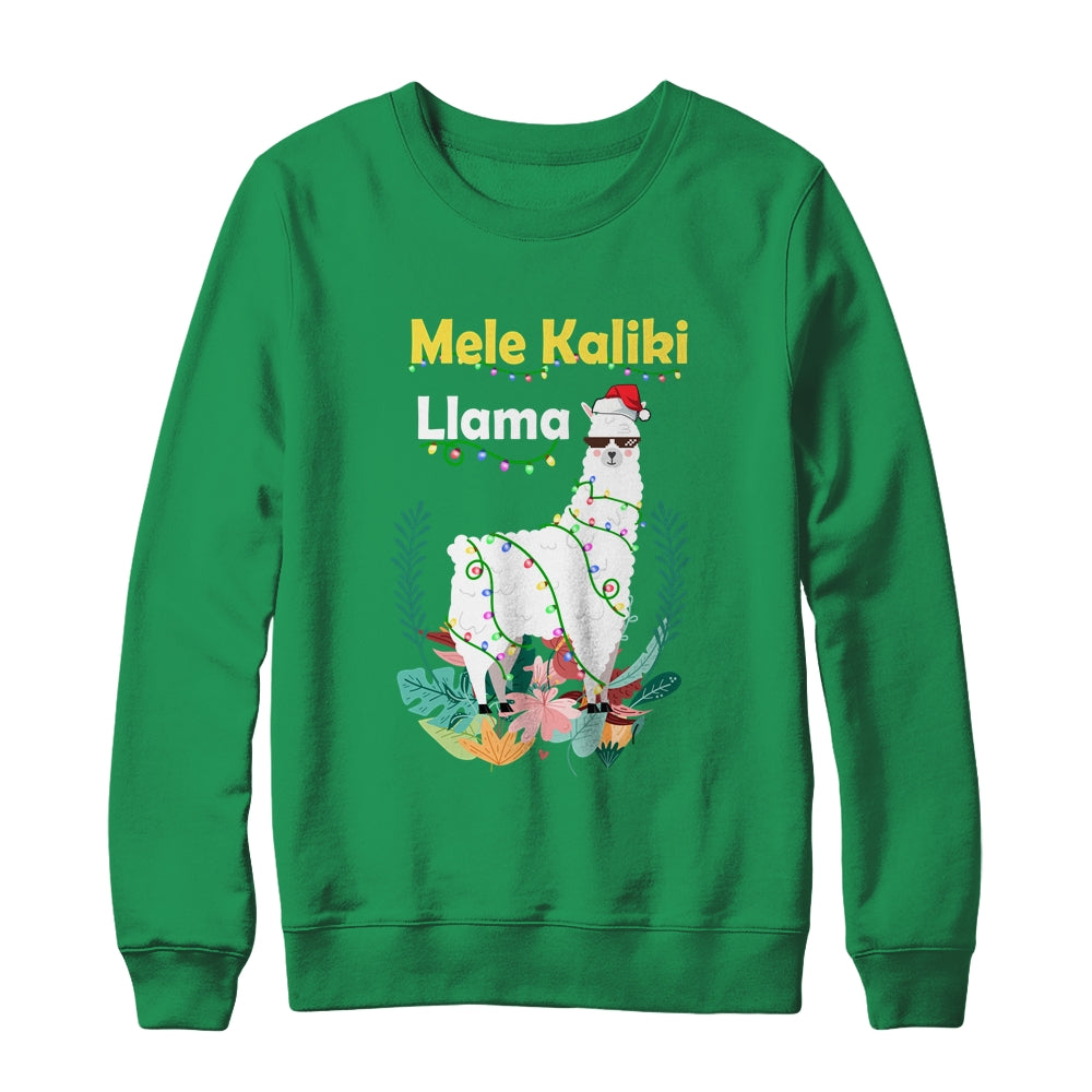 Mele Kalikimaka Christmas Hawaiian Llama X-Mas Lights Shirt & Sweatshirt | siriusteestore