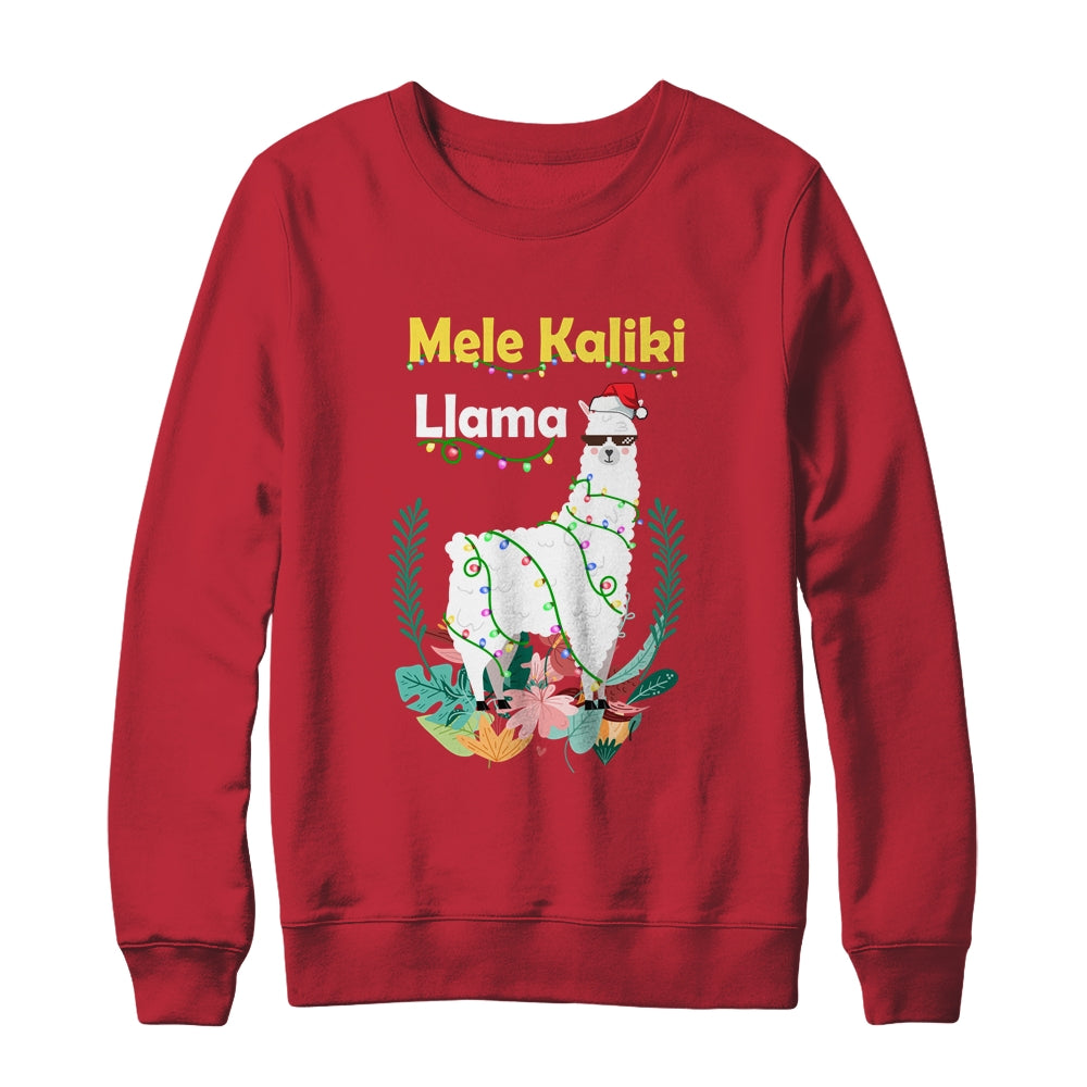 Mele Kalikimaka Christmas Hawaiian Llama X-Mas Lights Shirt & Sweatshirt | siriusteestore