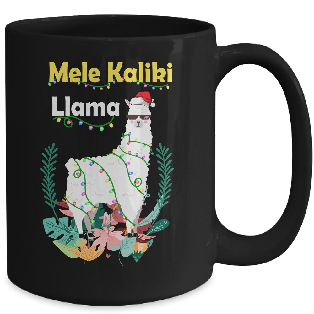 Mele Kalikimaka Christmas Hawaiian Llama X-Mas Lights Mug | siriusteestore