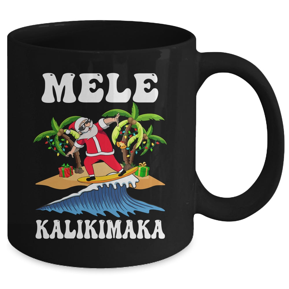 Mele Kalikimaka Hawaiian Hawaii Christmas Santa Surf Surfing Mug | siriusteestore