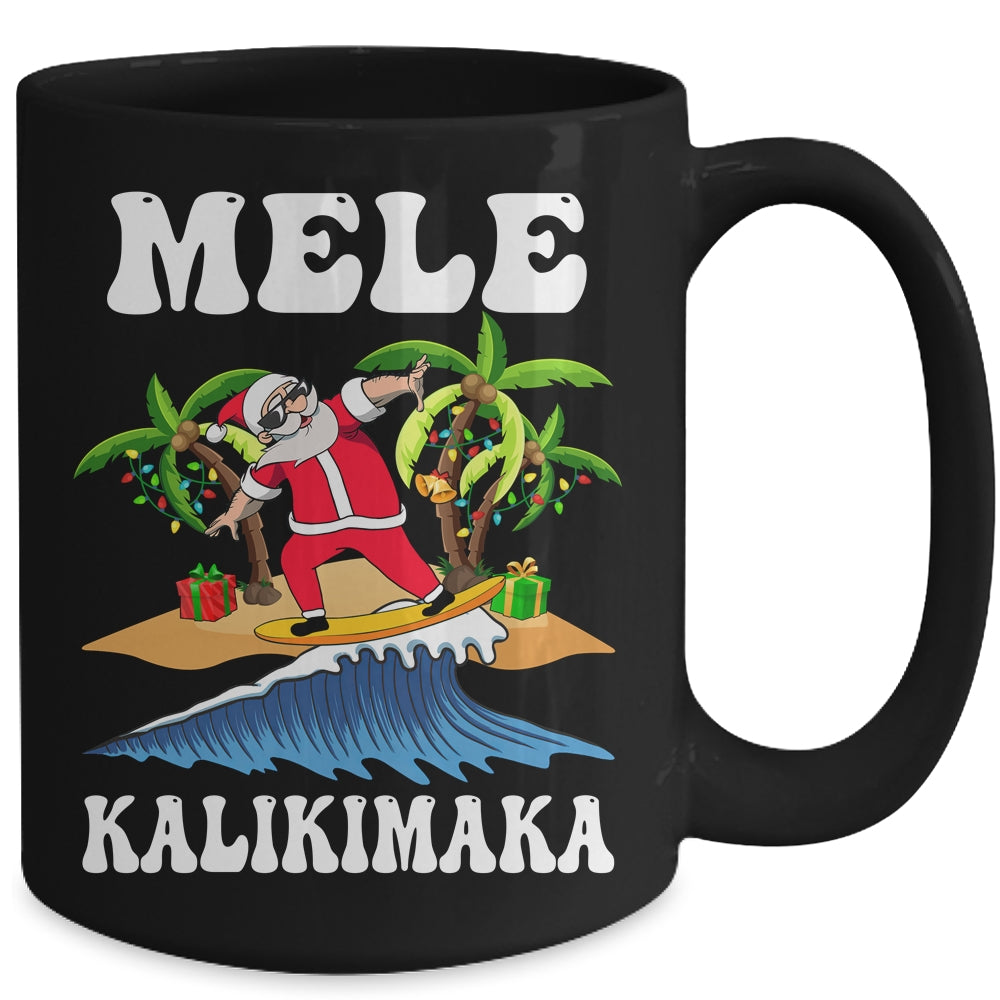 Mele Kalikimaka Hawaiian Hawaii Christmas Santa Surf Surfing Mug | siriusteestore