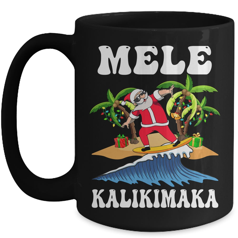 Mele Kalikimaka Hawaiian Hawaii Christmas Santa Surf Surfing Mug | siriusteestore