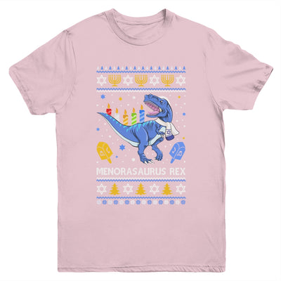 Menorasaurus Rex Trex Menorah Ugly Hanukkah Chanukkah Youth Shirt | siriusteestore