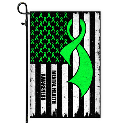 Mental Health Awareness America Flag Green Ribbon | siriusteestore