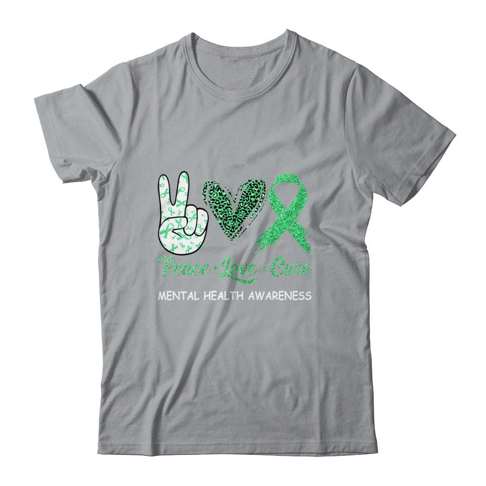 Mental Health Awareness Peace Love Cure Leopard Shirt & Hoodie | siriusteestore