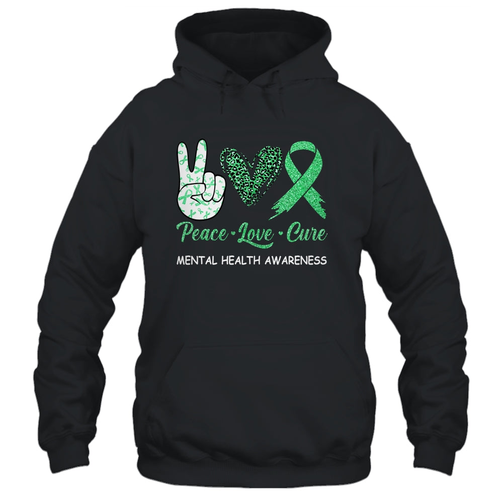 Mental Health Awareness Peace Love Cure Leopard Shirt & Hoodie | siriusteestore