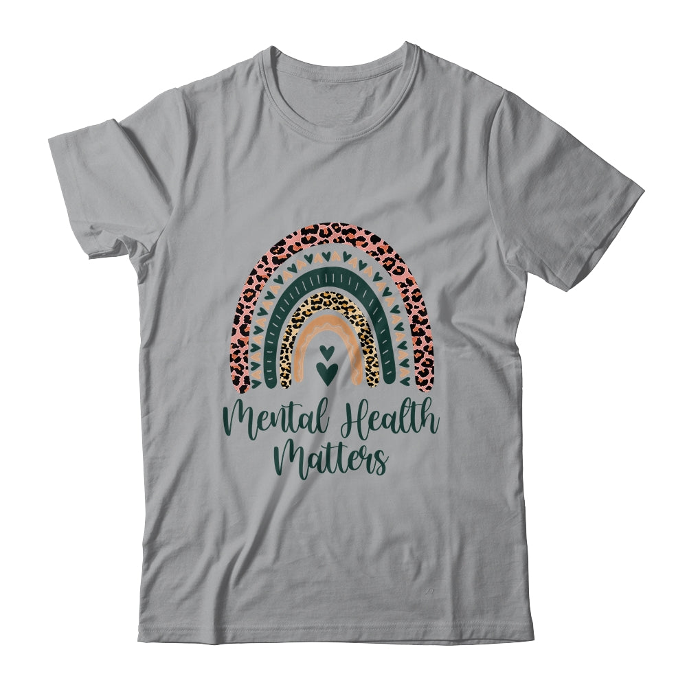Mental Health Matters Leopard Print Boho Rainbow Awareness Shirt & Hoodie | siriusteestore