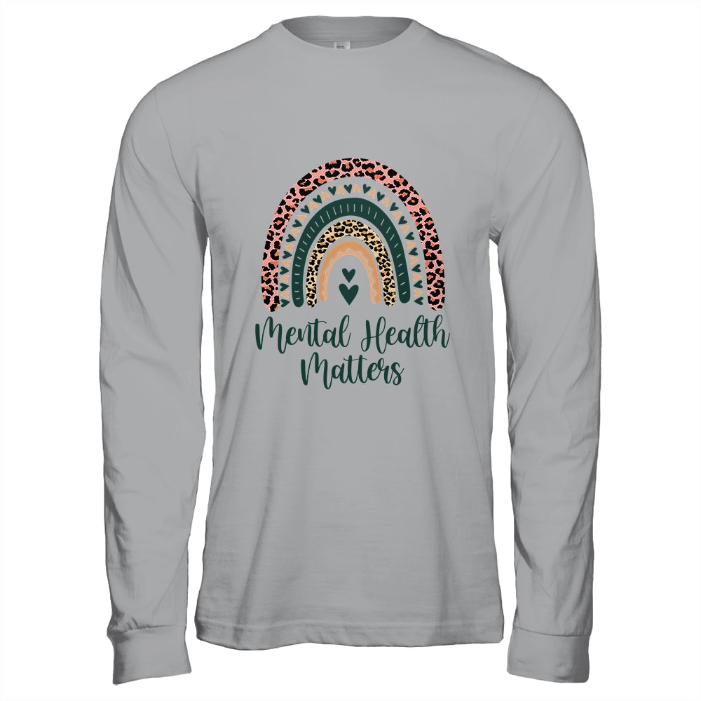Mental Health Matters Leopard Print Boho Rainbow Awareness Shirt & Hoodie | siriusteestore