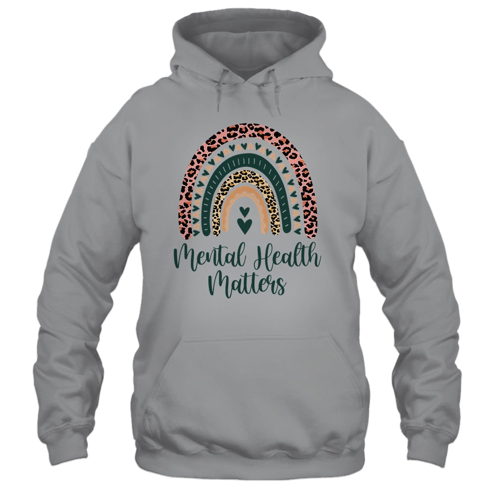 Mental Health Matters Leopard Print Boho Rainbow Awareness Shirt & Hoodie | siriusteestore