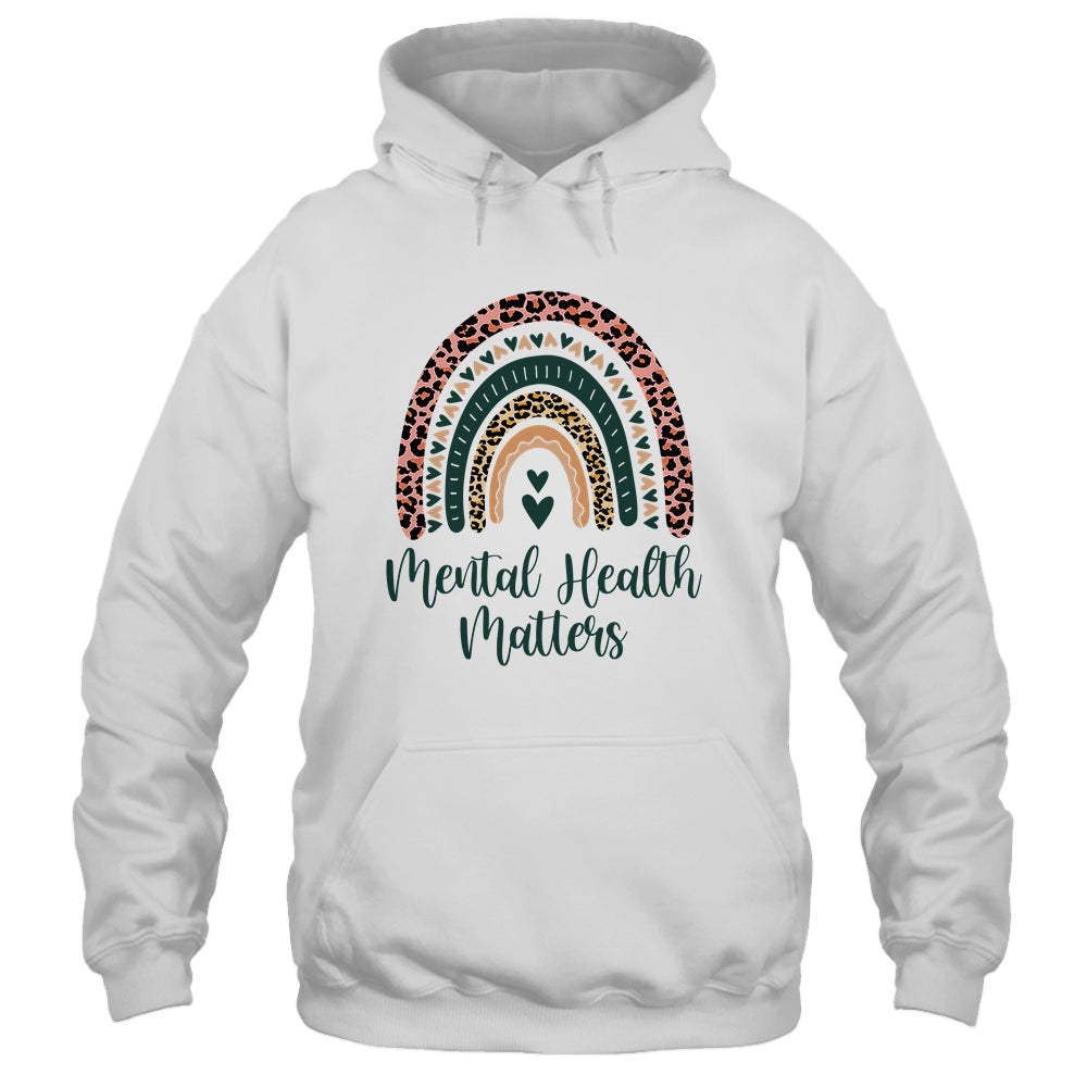 Mental Health Matters Leopard Print Boho Rainbow Awareness Shirt & Hoodie | siriusteestore