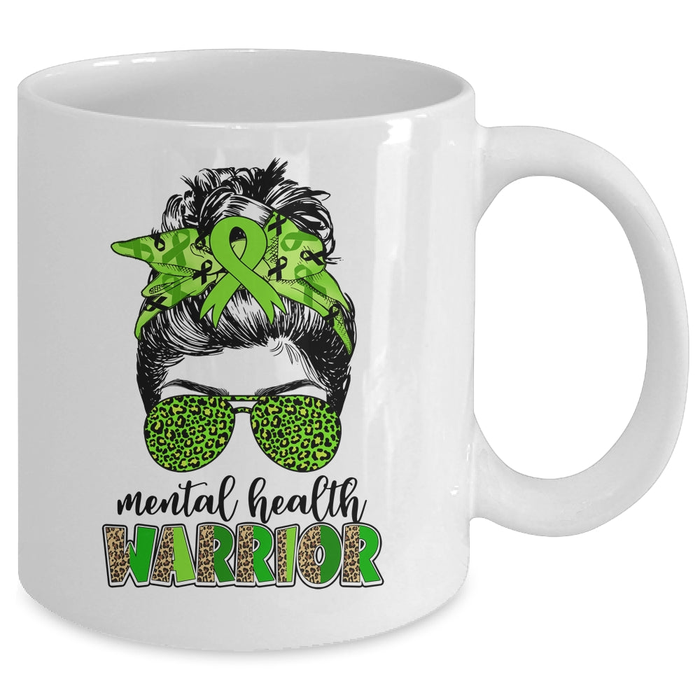 Mental Health Warrior Messy Bun Mental Health Matters Mug | siriusteestore