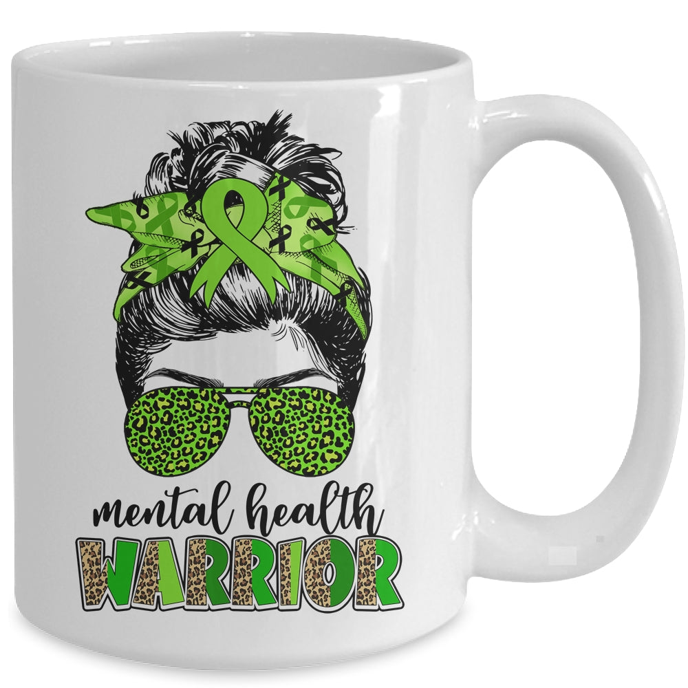 Mental Health Warrior Messy Bun Mental Health Matters Mug | siriusteestore