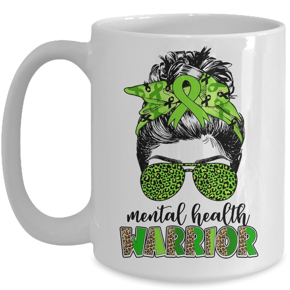 Mental Health Warrior Messy Bun Mental Health Matters Mug | siriusteestore