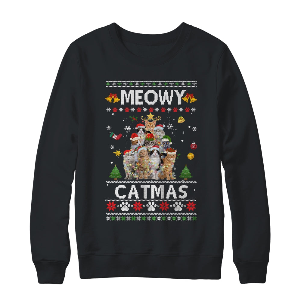 Meowy Catmas Ugly Christmas Tree Funny Xmas Cat Sweater Gift Shirt & Sweatshirt | siriusteestore
