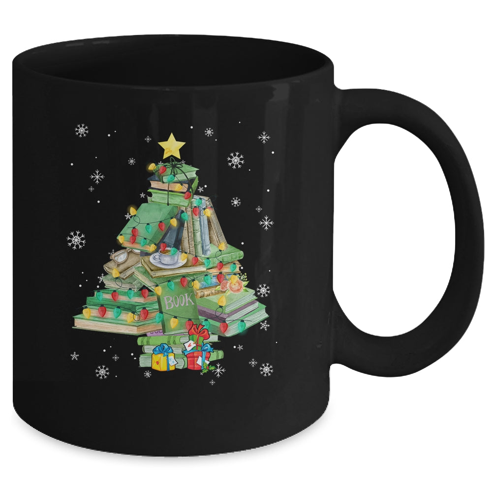 Merry Bookmas Books Pine Tree Funny Reading Lover Christmas Mug | siriusteestore
