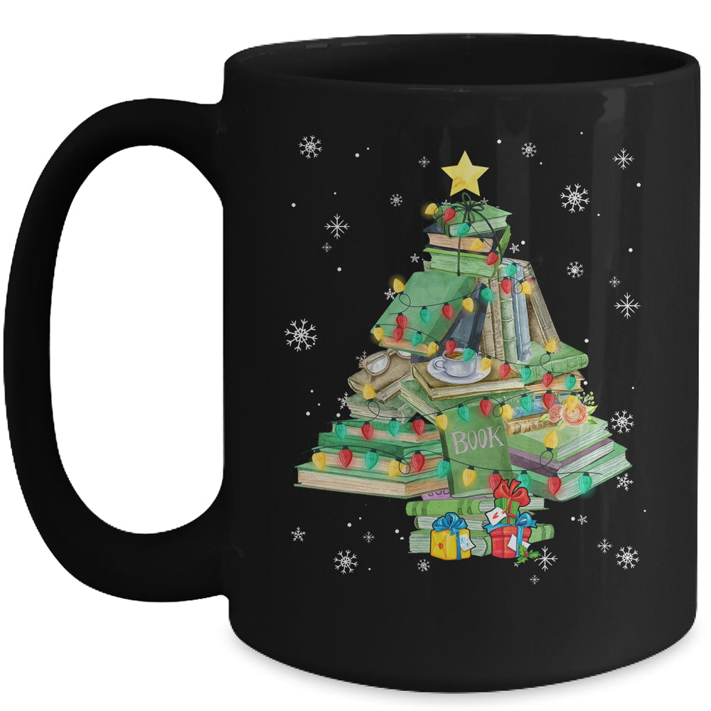 Merry Bookmas Books Pine Tree Funny Reading Lover Christmas Mug | siriusteestore