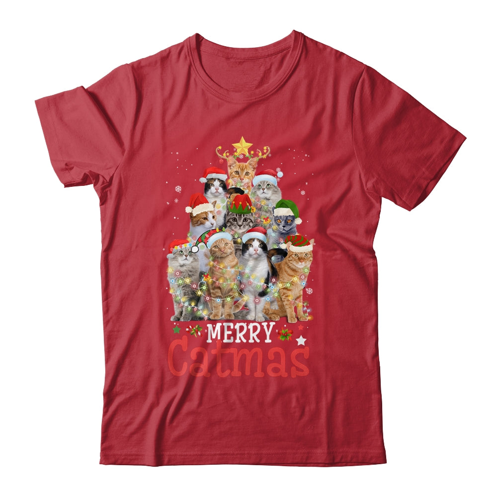 Merry Catmas Xmas Gift Funny Cat Christmas Tree Shirt & Sweatshirt | siriusteestore