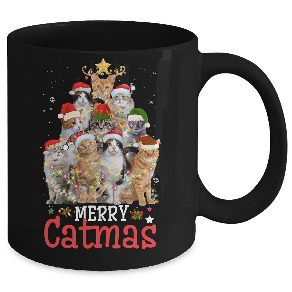 Merry Catmas Xmas Gift Funny Cat Christmas Tree Mug | siriusteestore