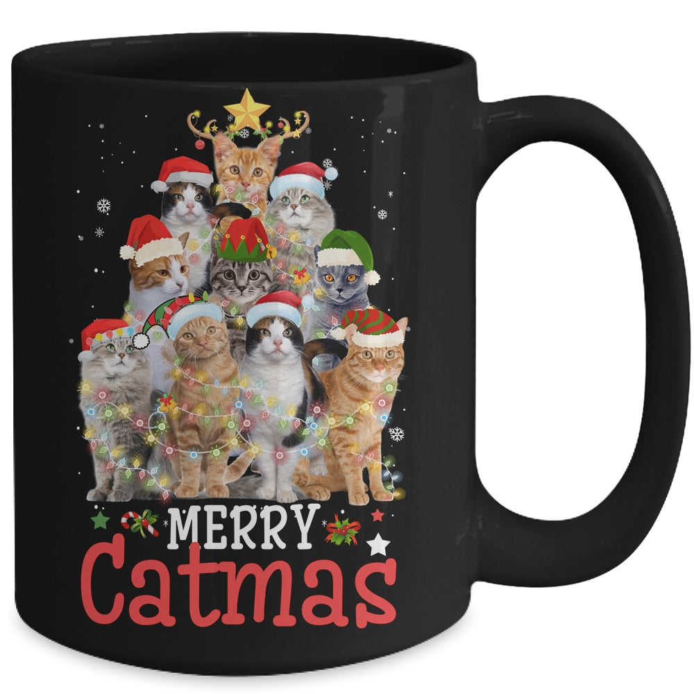 Merry Catmas Xmas Gift Funny Cat Christmas Tree Mug | siriusteestore