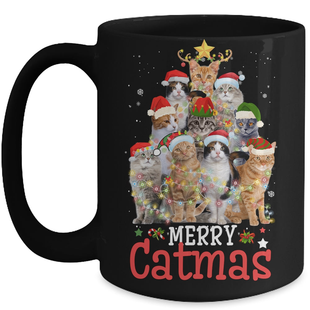 Merry Catmas Xmas Gift Funny Cat Christmas Tree Mug | siriusteestore