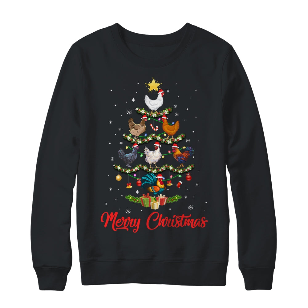 Merry Chickenmas Chicken Christmas Tree Funny Farmer Xmas Shirt & Sweatshirt | siriusteestore