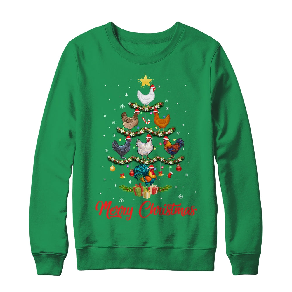 Merry Chickenmas Chicken Christmas Tree Funny Farmer Xmas Shirt & Sweatshirt | siriusteestore