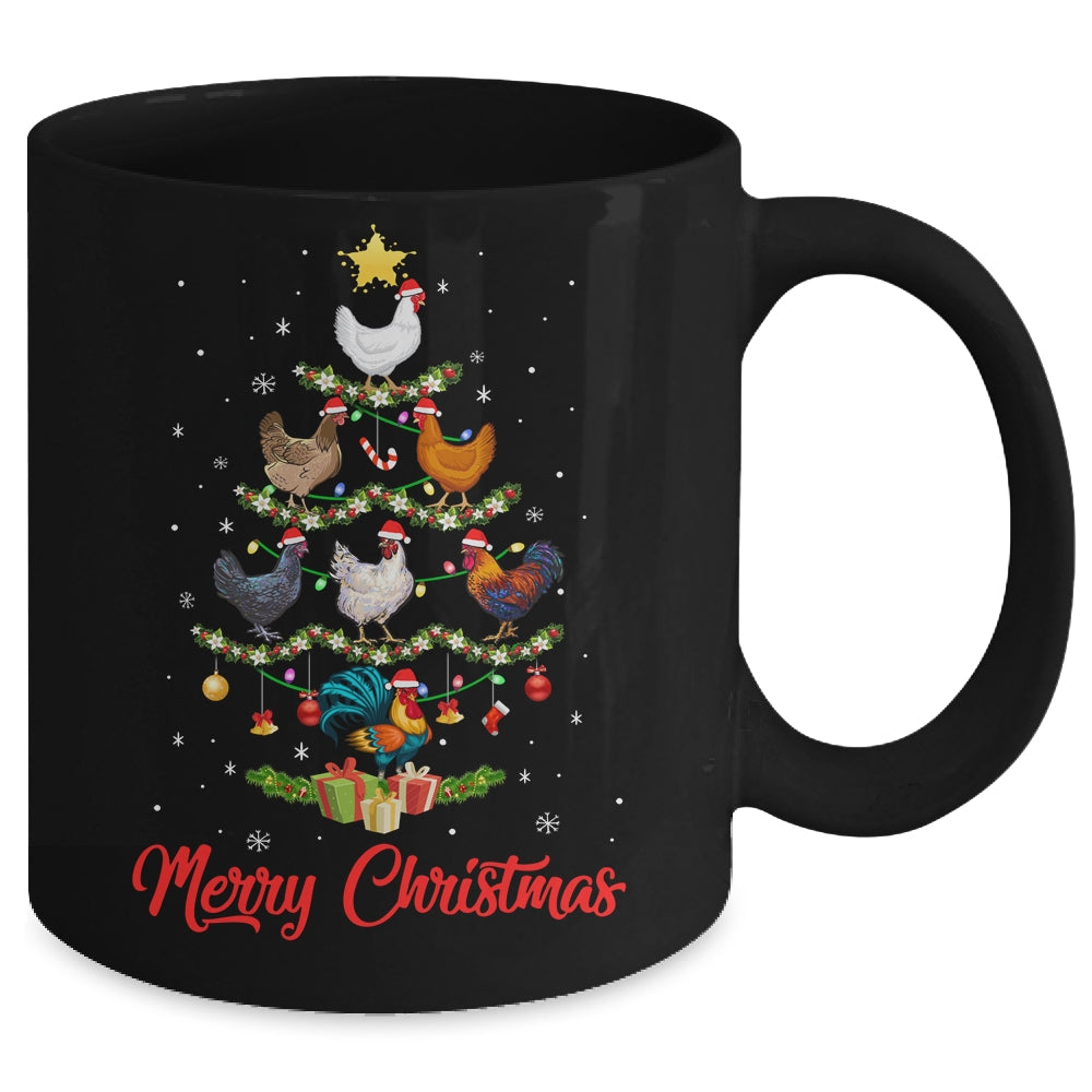 Merry Chickenmas Chicken Christmas Tree Funny Farmer Xmas Mug | siriusteestore